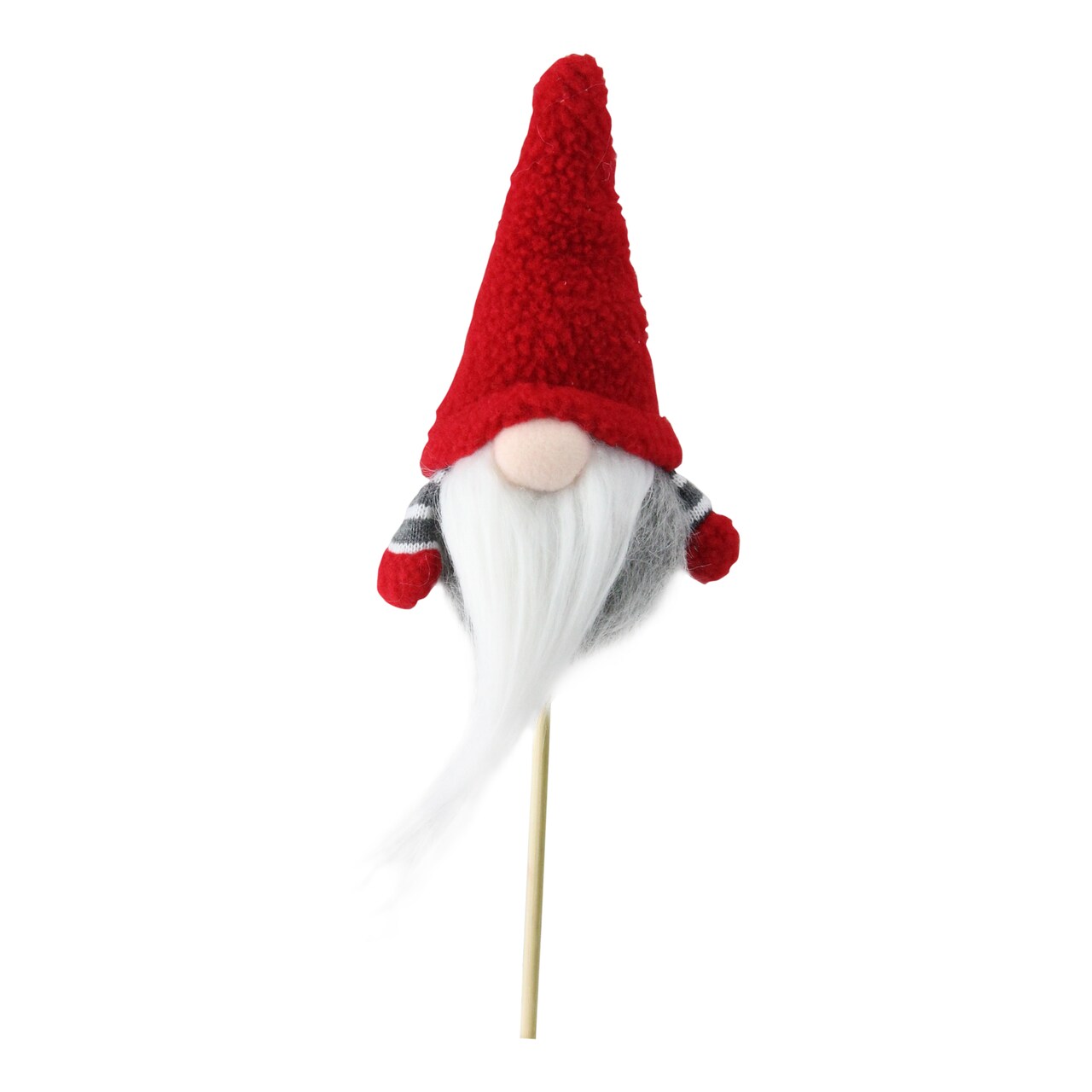 Northlight Santa Gnome with Hat Christmas Pick - 11.5" - Gray and Red